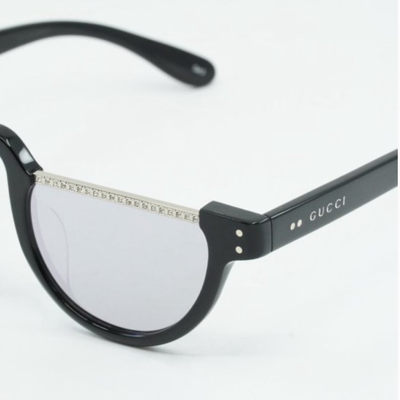 NEW GUCCI GG1368S 001 half SUNGLASSES with rhinestones and case - Picture 4 of 16